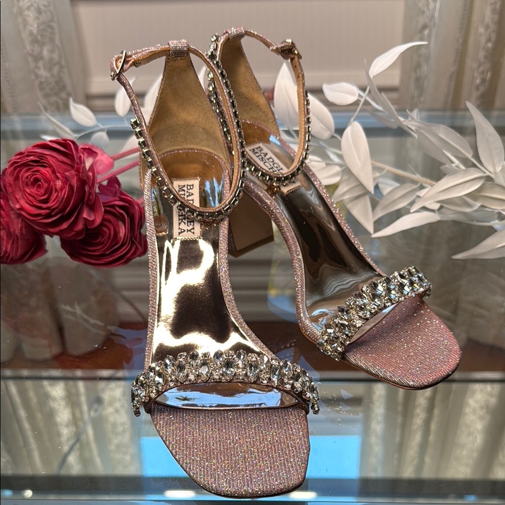 Badgley Mischka Womens Rose Harriet Block Heel Open Toe Dress Sandal